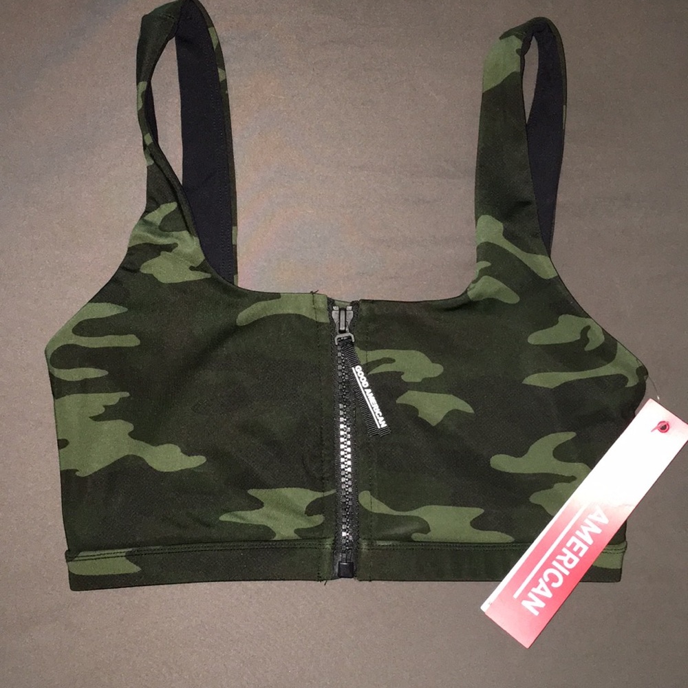 Good American Full Zip Camo Bra